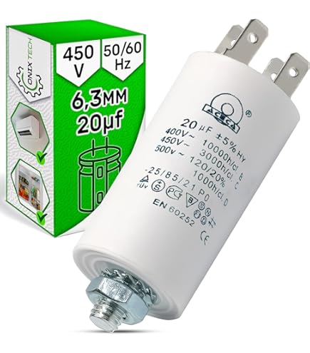 Condensatore Universale 20uF 450V - Con Faston 6.3mm - Garanzia 10 Anni - Per Elettrodomestici - Foto 10