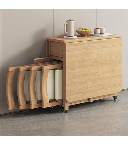 oiakus Extendable Folding Dining Table Set, Multifunctional Mobile