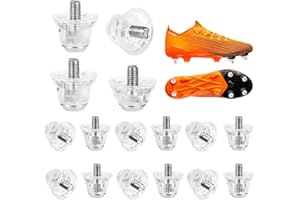 WUIOWPPIC 16St Fußball Studs Ersatzstollen für Fußballschuhe,Fußballschuhe Schraubstollen Set Nylonstollen Metallkopf-Ersatzstollen, rutschfeste Fussballschuhe Stollen 13mm/16mm,Schraubenbreite 5mm, Transparent