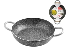 Home Family Stone Tegame Antiaderente con 2 Manici, Pietra, Nero/Grigio, 34 cm