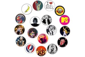 GTOTd I Love Rock and Roll Pin Badge (18 Packs 1.5inch 3.8cm）Gifts Decor Brooch Cool Music Band Badges for Bags Backpack Jacket Clothing Accessories Crafts for Teens