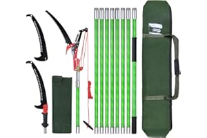 SURMOUNTWAY Sierra de podar manual, mango de 8 m, longitud ajustable. Herramientas, pértiga telescópica para poda de palmeras, largo alcance, bolsa de transporte. Corta limpio y rápido ramas altas, con tijera B