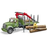 BRUDER 02824 &ndash; Mack granit Holztransport-Kamyon Ladekran, tutucu ve 3 ağa&ccedil;