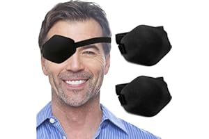 2PCS Eye Patches,AMZVIO 3D EyePatch for Adults,Adjustable Medical Eyepatch for Left or Right eye, Large Soft Eye patch for Lazy Eye, Black(Large Size)