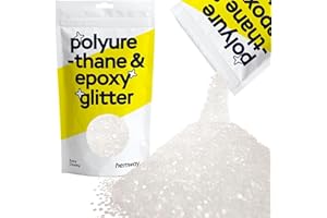 HEMWAY Purpurina para resina cristales metálicos iridiscentes blancos para manualidades con epoxi copos extra gruesos vasos cera derretida 100 g/3,5 oz