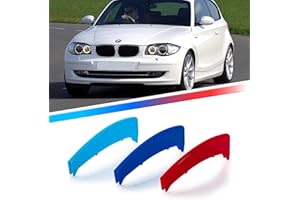 AUTOXPRESS MOTORS GROUP Kidney Grille Insert Clips 3pcs - Car Front Grill Mesh M-Sport Covers, Grille Insert Trims Strips, ABS Snap-on Front Grill Trim for B-M-W E81 E82 E87 E88 LCI 2007-2011 (12 Slats)
