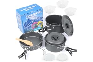ATPWONZ Camping Cookware Set,Camping Cooking Set,Camping Pan Set Camping Pots and Pans Set Outdoor Cooking Kit for Outdoor Cooking and Picnic for 2-3 People
