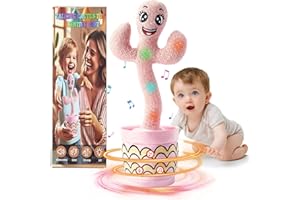 UCIKIK Dancing Talking Cactus Baby Toy, Cactus Baby Interactive with 120 Pcs Songs+Singing+Dancing+Recording+LED, Mimicking Recording Repeats What You Say Toy 0-6 6-12 Months+ Babies