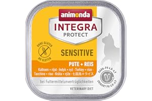 animonda Integra Protect Katze Sensitive, Diät Katzenfutter, Nassfutter bei Futtermittelallergie, mit Pute + Reis, 16 x 100 g