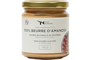 TN TEAM NUTRITION BEURRE D'AMANDE 100% NATUREL BONS ACIDES GRAS | Sans Additifs ni OGM | Source d'Énergie & Nutriments Essentiels | Idéal pour Sportifs et Diètes Saines | Team Nutrition | MARQUE FRANÇAISE