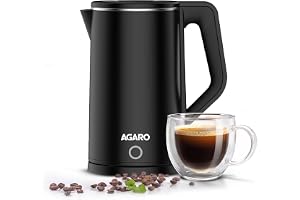 AGARO Elegant Electric Kettle, 1.8L, 1500 Watt, Double Layered Stainless Steel Inner Body, Quick Boil, Water Boiler, Hot Water Kettle, For Making Black Tea & Black Coffee, Auto Shut Off