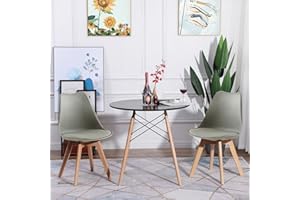 ‎FURNITABLE FURNITABLE Tisch und Stühle Set, Essgruppe Schwarz Tisch mit 2 Grauer Stühlen für Küche Esszimmer Büro