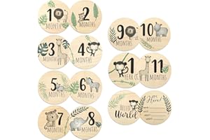 JUGNAW 7pcs Baby Milestone Cards - Double-Sided Wooden Monthly Newborn Welcome Signs - Ideal for Baby Photos, Nursery Decor Baby Shower Gifts & Bath Growth Record Photography Props