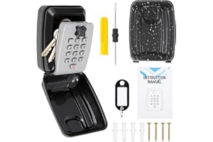 POPULIKE Key Safe Wall Mounted Outdoor, Police Approved Secure Key Lock Box Outdoor with 12 Digit Combination, Weatherproof Keysafe with High Security, Keysafe Wall Mounted Outside for Home School Garage