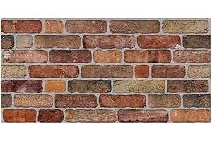 IZODEKOR Revestimiento de pared 3D de poliestireno expandido con aspecto de piedra, para cocina, baño, balcón, dormitorio, salón, salpicadero de cocina y terraza, terracota/rojizo (Kreuzstadt)