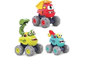 MOONTOY Zabawka samochodowa dla chłopców od 1, 2 roku życia, prezent dla chłopca, 3 sztuki, Monster Trucks, zabawka dla chłopców od 1 roku życia, funkcja tarcia, prezent na 1. urodziny