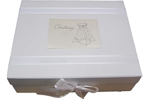 White Cotton Cards CSG2X Grande boîte à souvenirs pour baptême Motif robe de Noël