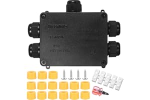 JTTXIU Scatola Derivazione Esterna, Scatola di Giunzione Impermeabile IP68, Scatola Elettrica da Esterno, Scatola di Giunzione per Cavo Ø4-12mm Connettori Pressacavo con Cacciavite (5 Vie-B)