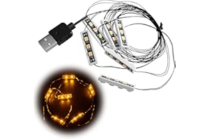TULOV Lot de 6 spots LED encastrables 1 x 4 blocs construction, alimentation USB, blanc chaud, compatibles avec les briques, éclairage DIY pour maquettes, système enfichable, extensible, sans kit, enfants e