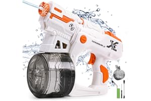Geegear Electric Water Guns Pistol, Rechargeable Automatic Squirt Guns, Max Range 23 ft, One-Touch Electric automatic water gun， 450ml Large Capacity Water Sprayer Summer Pool Beach Party Toy