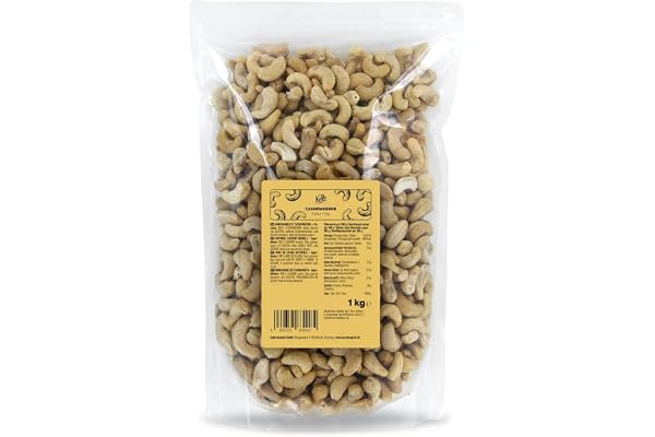 KoRo - Cashewfrön 240 st 1 kg – hela cashewnötter naturliga utan tillsatser osaltade i värdeförpackning