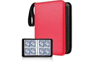 SCBOY Album Na Karty kolekcjonerski Album Na Karty Z Zamkiem Błyskawicznym Mieści 400 Kart 50 Stron Kompatybilny Z Różnymi Kartami Prezent Dla Dzieci (Czerwony-A)