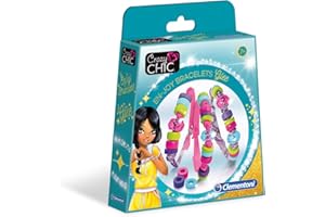 Clementoni Crazy Chic - Glee Bracelets, Kit Creativo Bambini 7+ Anni, Set Fai da Te per Creare Braccialetti con Perline Colorate e Nastri Glitterati, Idea Regalo, 18534