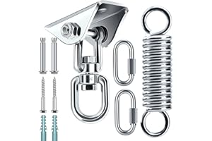 KAZATE Deckenhaken Schwerlast, Schaukelhaken Deckenhaken Hängesessel mit Schwingfeder 400kg Traglast, Stainless Steel 360° Drehhaken Deckenhalterung Deckenanker für boxsack, Schaukel, Yoga