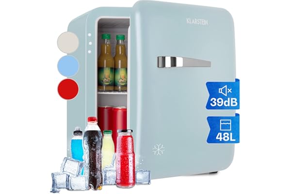Klarstein Nevera Pequeña para Habitación, Mini Nevera Comida, Bebidas, Cerveza, Cosméticos, Frigirificos Pequeños, Neveras Pequeñas 48L, Estantes Ajustables para Casa y Oficina, Bajo Consumo