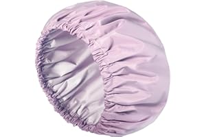 Aquior Shower Caps, Reusable Shower Cap for Women, Waterproof Layer Hair Cap, Large Size for All Hair Lengths,for Girls Spa Home Salon Use (Purple)
