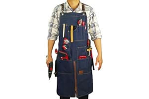 Stenffy Work Apron, Canvas, Adjustable Weight, Tool Aprons with Multiple Pockets, Adjustable Zipper, Metal Ring, Tape Measure Clip for Men Women 27In*36In
