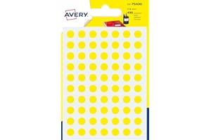 Avery España PSA08J.Bolsa de 420 etiquetas adhesivas redondas color amarillo,8mm