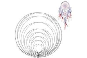 ABOVE ZERO 16 Pezzi Anelli in Metallo Bianchi (4/6/8/10/12/15/18/20cm) Anello Metallo per Acchiappasogni Cerchio, Cerchi Metallici per Fare Acchiappasogni, Acchiappasogni（bianco）