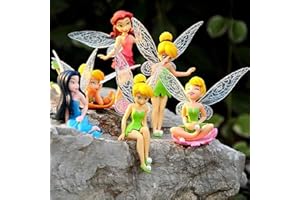 Joycabin Lot de 6 fées de Fleurs Pixie Fly Wing Famille Miniature Fée de Fleurs Fée de Fleurs Fille Maison de Poupée Jardin Ornement Accessoires