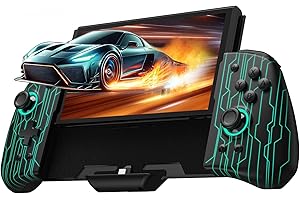 PALPOW Lumineuse Switch Controller Compatible avec Nintendo Switch/OLED, Luminpad ergonomique Switch contrôleur de poche, monobloc Joypad Controllers - 7 LED couleurs/Turbo/Mapping, Mécanique Cyber Noir