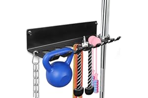 BRTGYM Gym Rack Organiser, Home Gym Accessories Hanger, Wall Mount Hook for Olympic Barbells, Row Handles, Bats or Tools (E-Book Instructions Included)