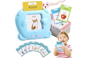 MINIBEAR German Talking Flash Cards Educational Pronunciation Lerning Toys 510 Words Flash Cards Sensory toys Sound Toys for 2 3 4 Year Old Boys Birthday Gifts Foreign Language Learning Tools