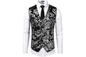 PARKLEES Herren-Weste, luxuriös, metallisch, Paisleymuster, goldfarben, bedruckt, für Hochzeit, Abschlussball, Party, Anzug oder Smoking