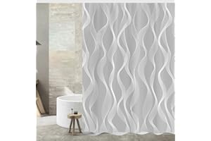 Tennove Shower Curtain 200 x 200cm Mildew Resistant Geometric Thick Polyester Fabric Bathroom Shower Curtain Waterproof Washable Bath Curtain with Hooks, Weighted Hem