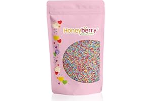 HONEYBERRY INCLUSIONS Rainbow Nonpareils Sprinkles 200g - Natural Bright Colourful Hundreds & Thousands Sprinkles for Baking, Cupcake and Cake Decorations, Ice Cream and Dessert Decorating Toppers