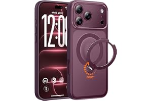 TOCOL för iPhone 18 Pro Skal med 360° Vridbart Stativ, Bordeaux