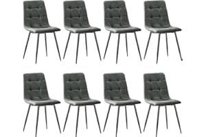 ANVOFONG Dining Room Chairs Set of 8, Technical Cloth Chairs Kitchen, Living Room with Metal Base, Suitable for Dining Rooms, Living Rooms, Kitchens, Bedrooms and Reception Rooms, dark grey