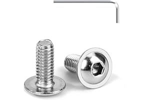 Tunejoy Viti a Testa Bombata con Flangia M4 x 10 mm Vite a Testa Esagonale Bulloni in Acciaio Inox A2 V2A Viti a Brugola con Chiavi a Esagono Filettatura Completa 20 Pezzi