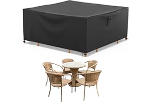 BROSYDA Housse pour Salon de Jardin Extérieur (150x150x74 cm), 600D Oxford Housse Table de Jardin pour mobilier de jardinn Cube, Revêtement PU, avec Sangles étroites et Cordon de Serrage