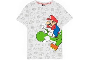 Super Mario Maglietta Grigia per Bambini di Nintendo Yoshi Boy