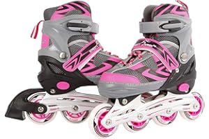 KIDS GLOBE Patins à roulettes Van Manen Globe Street Rider 720234 pour enfants, rose/gris, taille ajustable 29-32, cadre en aluminium ABEC7