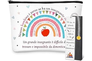 SAKNYUFO Regalo Maestra Fine Anno, Segnalibro Maestra Insegnante, Pochette Regalo Maestra Per Maestra Elementare Insegnante Donna Professoressa, Pochette Multiuso Regali Per Maestre Compleanno Natale