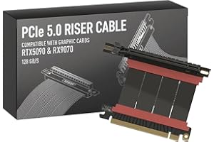 LINKUP - AVA5 Cavo Riser PCIE 5.0 | Pronto per RTX5090 RX9070 GPU | Velocità x16 128GB/s | Compatibile con PCIE 4.0 e WRX80/WRX90E | Angolo Retto Nero 10cm (Lunghezza totale 14cm)