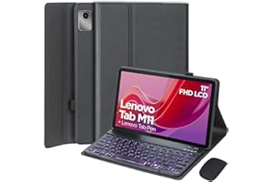 EHLCYS Funda con Teclado para Lenovo Tab M11 11 Pulgadas Modelo 2024 (TB330FU/TB330XU) Español Ñ Teclado, con Ratón Retroiluminado 7 Colores Desmontable Bluetooth Teclado