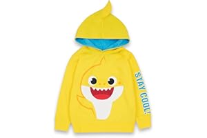 Baby Shark Dziecięca bluza z kapturem | chłopcy i dziewczęta pozostają fajne, żółta, śpiewająca bluza z kapturem z grafiką rodziny zwierząt morskich | niebieski kaptur z podszewką w komplecie z